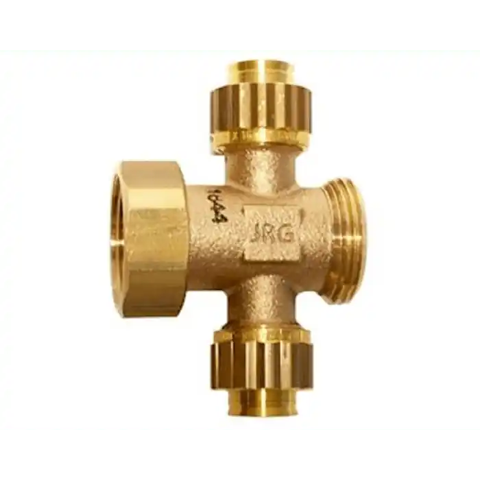 Sanipex Classic Tappvattenfördelare kors 1+1 uttag kongrepp x löpmutter-utvändig 12x1,7 mm x 1" MN Fri frakt