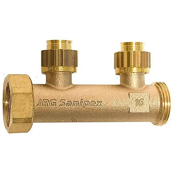 Sanipex Classic Tappvattenfördelare 2 uttag kongrepp x löpmutter-utvändig 16x2,2 mm x 1" MN Kampanj