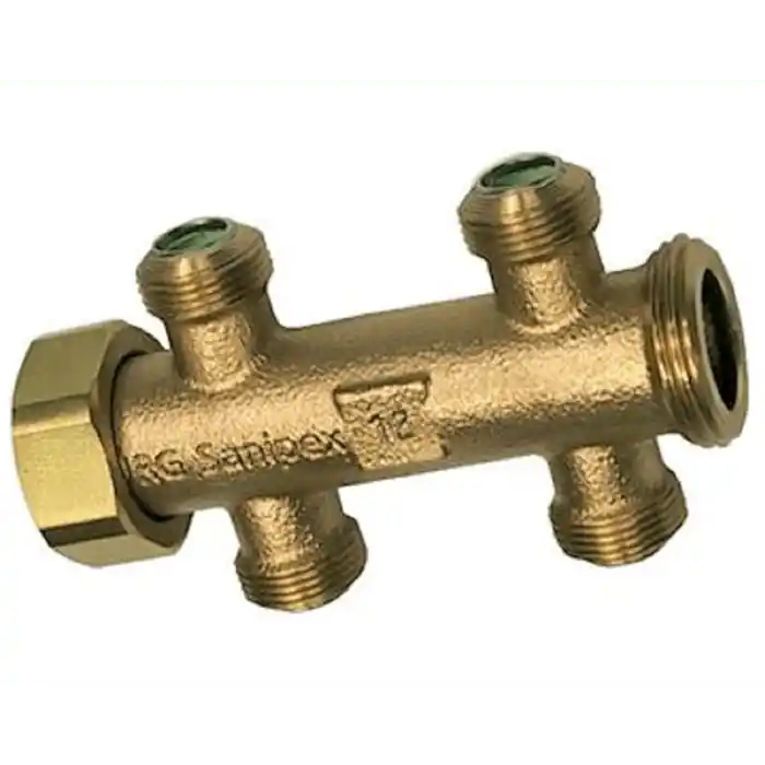 Sanipex Classic Tappvattenfördelare kors 2+2 uttag kongrepp x löpmutter-utvändig 16x2,2 mm x 1" MN Sänkt pris