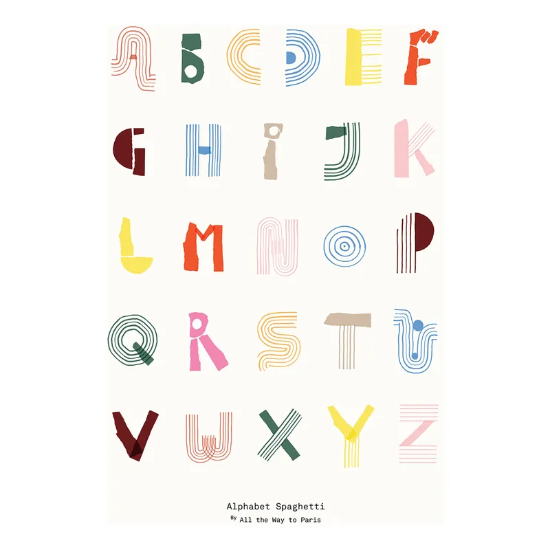 Bästa pris Alphabet Spaghetti ENG Multi-colour poster från Paper Collective