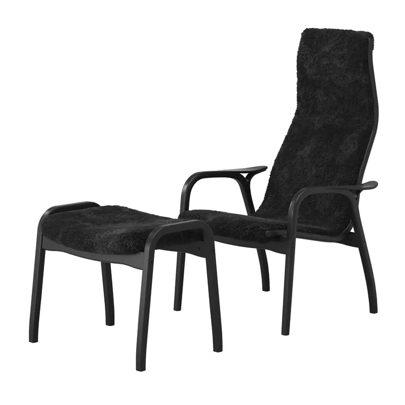 Begränsat erbjudande Lamino fåtölj och fotpall Black Edition från Swedese