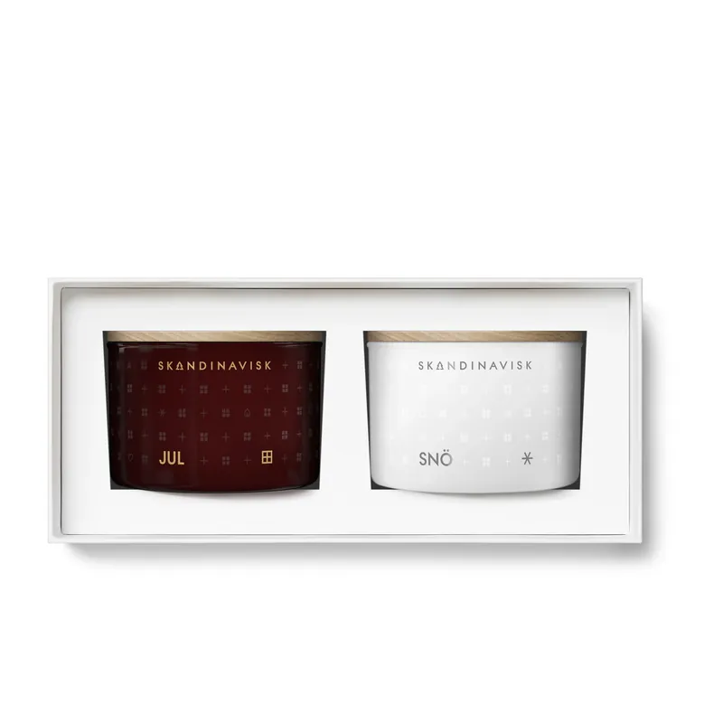 White Christmas Mini ljus gåvoset 2 delar från Skandinavisk risnedsättning