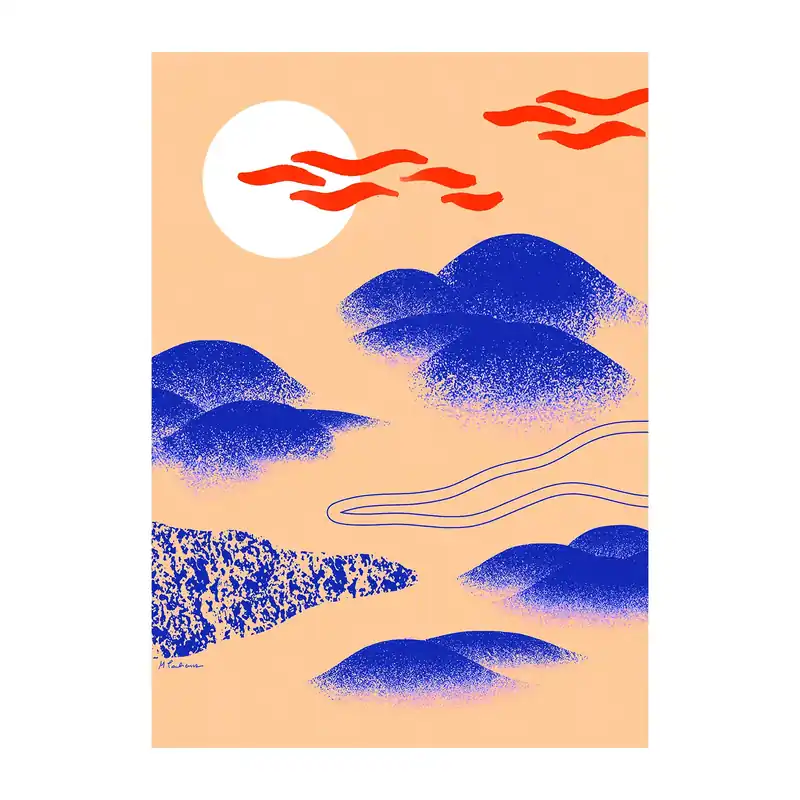 Billig Japanese Hills poster från Paper Collective