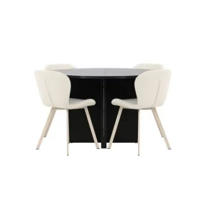 Venture Home Matgrupp Strada Runt 120/170 cm Svart med Lilja Stolar 4 st 4 st - Möbler Säker betalning