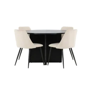 Venture Home Matgrupp Strada Runt 120/170 cm Svart med Night Stolar 4 st 4 st - Möbler Nyhet