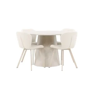 Endast idag Venture Home Matgrupp Lanzo Runt 120 cm med 4st Lilja Stolar Beige Beige - Möbler
