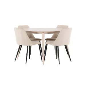 Venture Home Matgrupp Flora Runt 120 cm Vit med 4st Night Stolar - Möbler Fynd