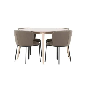 Sänkt pris Venture Home Matgrupp Flora Runt 120 cm Vit med 4st Edina Stolar Svart / Brun Svart / Brun - Möbler