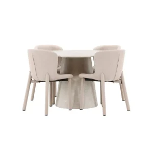 Venture Home Matgrupp Lanzo Runt 120 cm Beige med 4st Astoria Stolar Beige Beige - Möbler Beställ nu