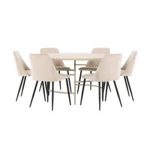 Kundfavorit Venture Home Matgrupp Copenhagen Runt 140 cm med 6st Night Stolar Vit / Beige Vit / Beige - Möbler