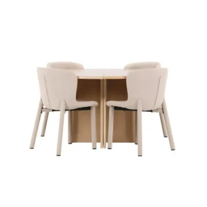 Begränsat erbjudande Venture Home Matgrupp Strada Runt 120/170 cm Vit med Astoria Stolar 4 st, Beige 4 st, Beige - Möbler