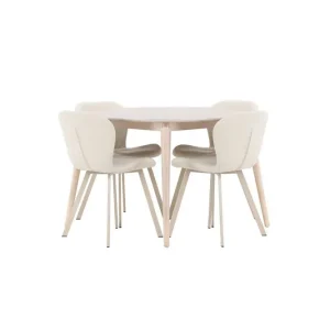Venture Home Matgrupp Flora Runt 120 cm Vit med 4st Lilja Stolar - Möbler Beställ idag