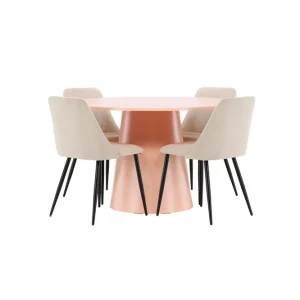 Venture Home Matgrupp Lanzo Runt 120 cm med 4st Night Stolar Rosa Rosa - Möbler Erbjudandepris