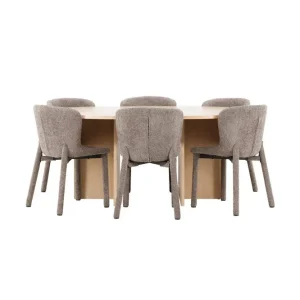 Venture Home Matgrupp Strada Runt 120/170 cm Vit med Astoria Stolar 6 st, Brun 6 st, Brun - Möbler Kampanjpris
