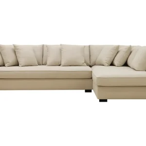 Handla nu Scandinavian Choice Rossita 4-sits Högervänd L-formad Djup Schäslongsoffa med Hel dyna i Bouclé Beige - Möbler