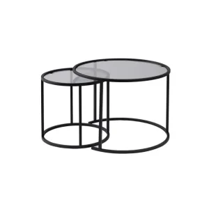 Soffbordset 2 delar Rikiya Små Svart Grå Svart Grå - Möbler Endast denna vecka