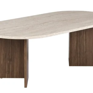 Bästa pris Hasina Soffbord 119 cm Oval Travertin Och Valnöt - Möbler