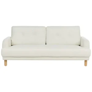 Erbjudandepris 3-sitssoffa Tuve Off-white, ljust trä, Polyester Off-white, ljust trä, Polyester - Möbler