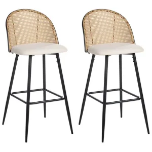 Fri frakt Barstol Cornell set om 2 Svart-Beige-Ljust Trä Svart-Beige-Ljust Trä - Möbler