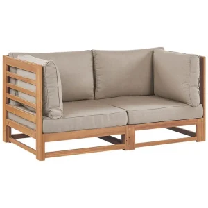 2-sitssoffa Trani Ljus trä/grått/beige Ljus trä/grått/beige - Utemöbler Billig