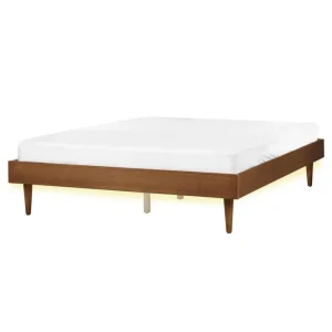 risnedsättning Dubbelsäng Toucy med LED-belysning Ljus Trä, 160x200 cm Ljus Trä, 160x200 cm - Möbler