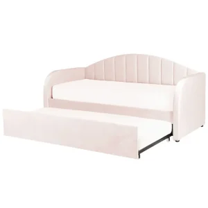 Outlet Dagbädd Eyburie med lamellram Rosa, Sammet Rosa, Sammet - Möbler