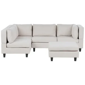 Köp online 4-sits Hörnsoffa med fotpall Unstad Beige/svart Beige/svart - Möbler