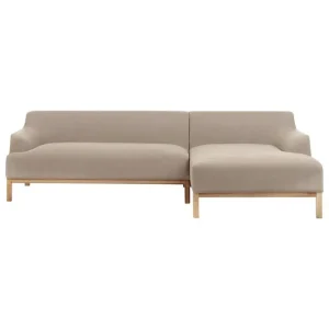 Beställ nu Hörnsoffa Sosjo Taupe, ljust trä, Vänstervänd Taupe, ljust trä, Vänstervänd - Möbler
