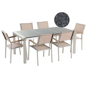 Matsalsset Grosseto Grå/Beige/Silver, 6-Sits Grå/Beige/Silver, 6-Sits - Utemöbler Outlet