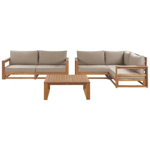 Beställ idag Loungegrupp Timor 4-sits Ljus trä/grått/beige, Ja Ljus trä/grått/beige, Ja - Trädgård & spabad