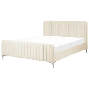 Expressleverans Dubbelsäng Lunan med lamellram Beige-Silver, 160x200 cm Beige-Silver, 160x200 cm - Möbler