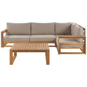 Snabb leverans Loungegrupp Timor Ljus trä/beige, Ja, Vänstervänd Ljus trä/beige, Ja, Vänstervänd - Trädgård & spabad