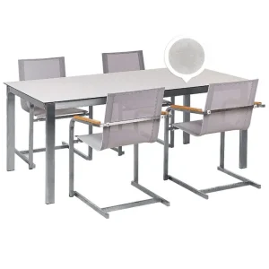 Matsalsset Cosoleto Vit/Beige/Silver, 4-Sits Vit/Beige/Silver, 4-Sits - Utemöbler Kampanjpris