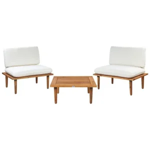 Loungegrupp med bord Frascati Vit/ljust trä, 2-Sits Vit/ljust trä, 2-Sits - Utemöbler Nyhet
