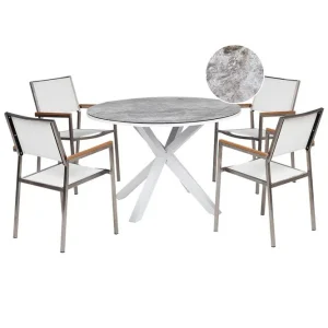 Kundfavorit Matsalsset Maletto/Grosseto Vit marmor/Silver/Grå Vit marmor/Silver/Grå - Utemöbler