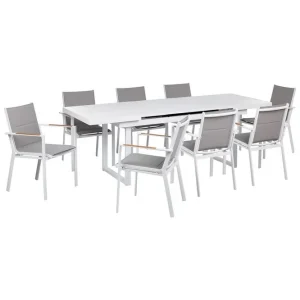 Matsalsset Valcanetto/Busseto Vitt/grått/ljust trä, 8-Sits Vitt/grått/ljust trä, 8-Sits - Utemöbler Sänkt pris