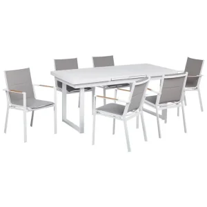 Matsalsset Valcanetto/Busseto Vitt/grått/ljust trä, 6-Sits Vitt/grått/ljust trä, 6-Sits - Utemöbler Trygg betalning