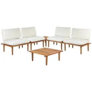 Loungegrupp med bord Frascati Vit/ljust trä, 4-Sits Vit/ljust trä, 4-Sits - Trädgård & spabad Endast idag