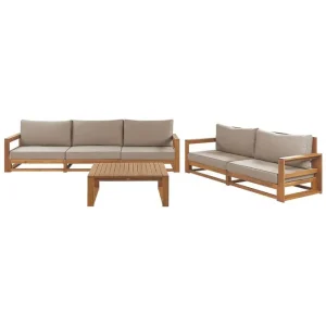 risnedsättning Loungegrupp med bord Timor Ljus trä/grått/beige, Ja Ljus trä/grått/beige, Ja - Trädgård & spabad