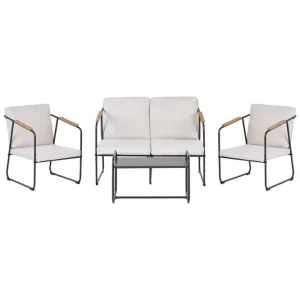 Erbjudandepris Loungegrupp Vezzana Beige/ljust trä/svart Beige/ljust trä/svart - Trädgård & spabad