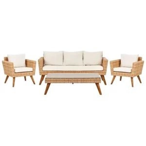 Sista chansen Loungegrupp med bord Vittoria Beige/vit/ljust trä, 5-Sits Beige/vit/ljust trä, 5-Sits - Trädgård & spabad