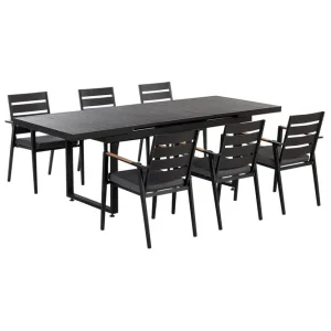 Trygg betalning Matsalsset Valcanetto/Taviano Svart/grått/ljust trä, 6-Sits Svart/grått/ljust trä, 6-Sits - Utemöbler