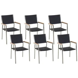 Matstol Grosseto set om 6 Svart/Silver Svart/Silver - Utemöbler Begränsat erbjudande