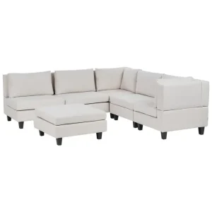 Beställ idag Modulsoffa med fotpall Unstad Beige/svart, Vänstervänd Beige/svart, Vänstervänd - Möbler