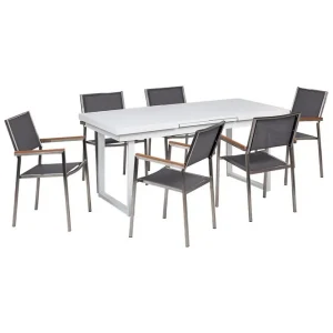 Matsalsset Valcanetto/Grosseto Vit/Grå/Silver, 6-Sits Vit/Grå/Silver, 6-Sits - Utemöbler Erbjudandepris