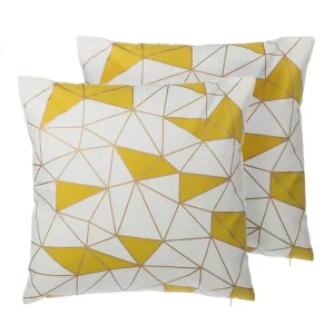Begränsat erbjudande Prydnadskuddar Clarkia set om 2 Vit/Guld/Gul Vit/Guld/Gul - Textil & mattor