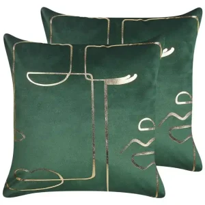 Sänkt pris Prydnadskuddar Philodendron set om 2 Grön/guld Grön/guld - Textil & mattor