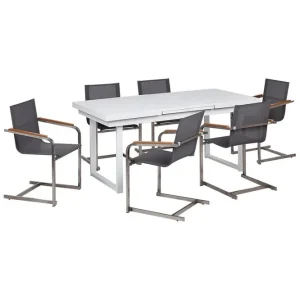 Matsalsset Valcanetto/Cosoleto Vit/Grå/Silver, 6-Sits Vit/Grå/Silver, 6-Sits - Utemöbler Begränsad tid