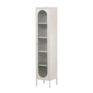 Handla nu Venture Home Cali Smalt Vitrinskåp 35 cm djup 37 cm bred 180 cm hög Ljust Stål Beige - Förvaring