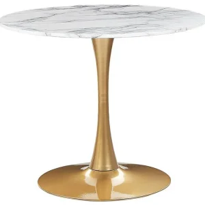 Beställ idag Calmar Matbord 90 cm Rund Vit/Guld - Möbler